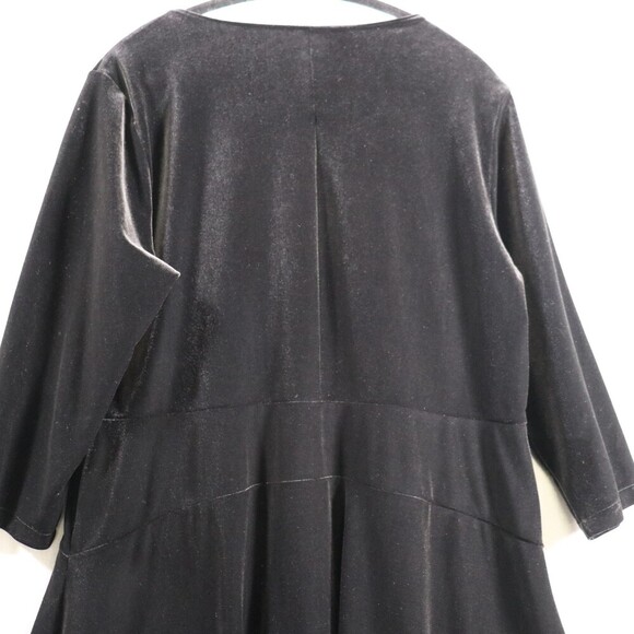 Lands End Black Velvet Skater Dress Womens XL Petite 3/4 Sleeve Fit Flare - Picture 12 of 16
